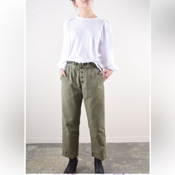 The Great. Sz  1 - S Eyelet Gunny Sack Trouser Pants Army Green - Picture 1 of 7